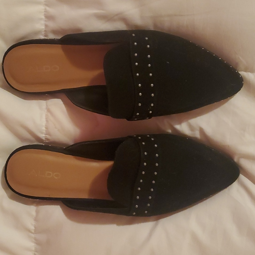 Aldo mule studded black shoes worn just 2 times